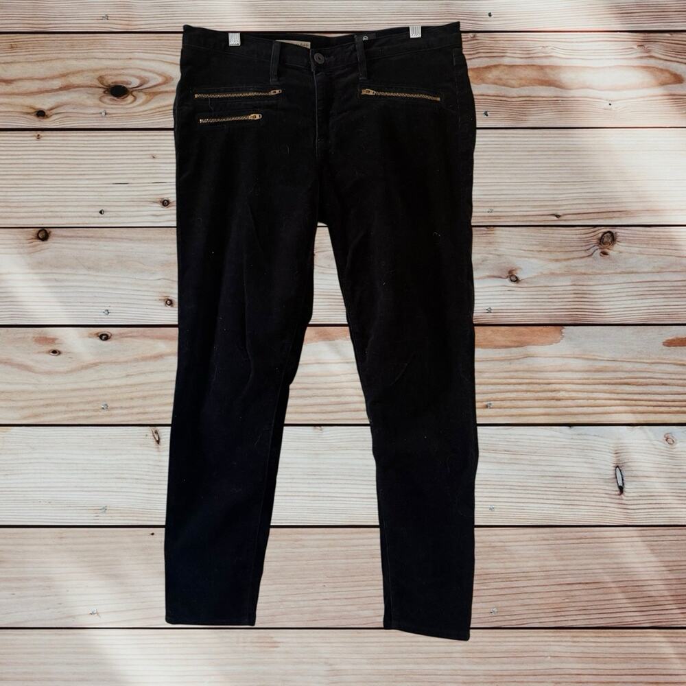 AG Adriano Goldschmied Black Jeans Sz 27 Stevie Mid Rise Slim Straight Corduroy